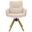 ARMLEHNSTUHL  Beinauswahl, Sitzfläche 360° drehbar, Stoff-/Lederauswahl Flachgewebe  Naturfarben, Hellrosa  - Hellrosa/Beige, Design, Holz/Textil (62/90/68cm) - Valnatura