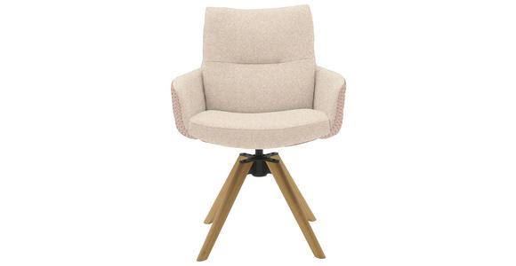 ARMLEHNSTUHL  Beinauswahl, Sitzfläche 360° drehbar, Stoff-/Lederauswahl Flachgewebe  Naturfarben, Hellrosa  - Hellrosa/Beige, Design, Holz/Textil (62/90/68cm) - Valnatura