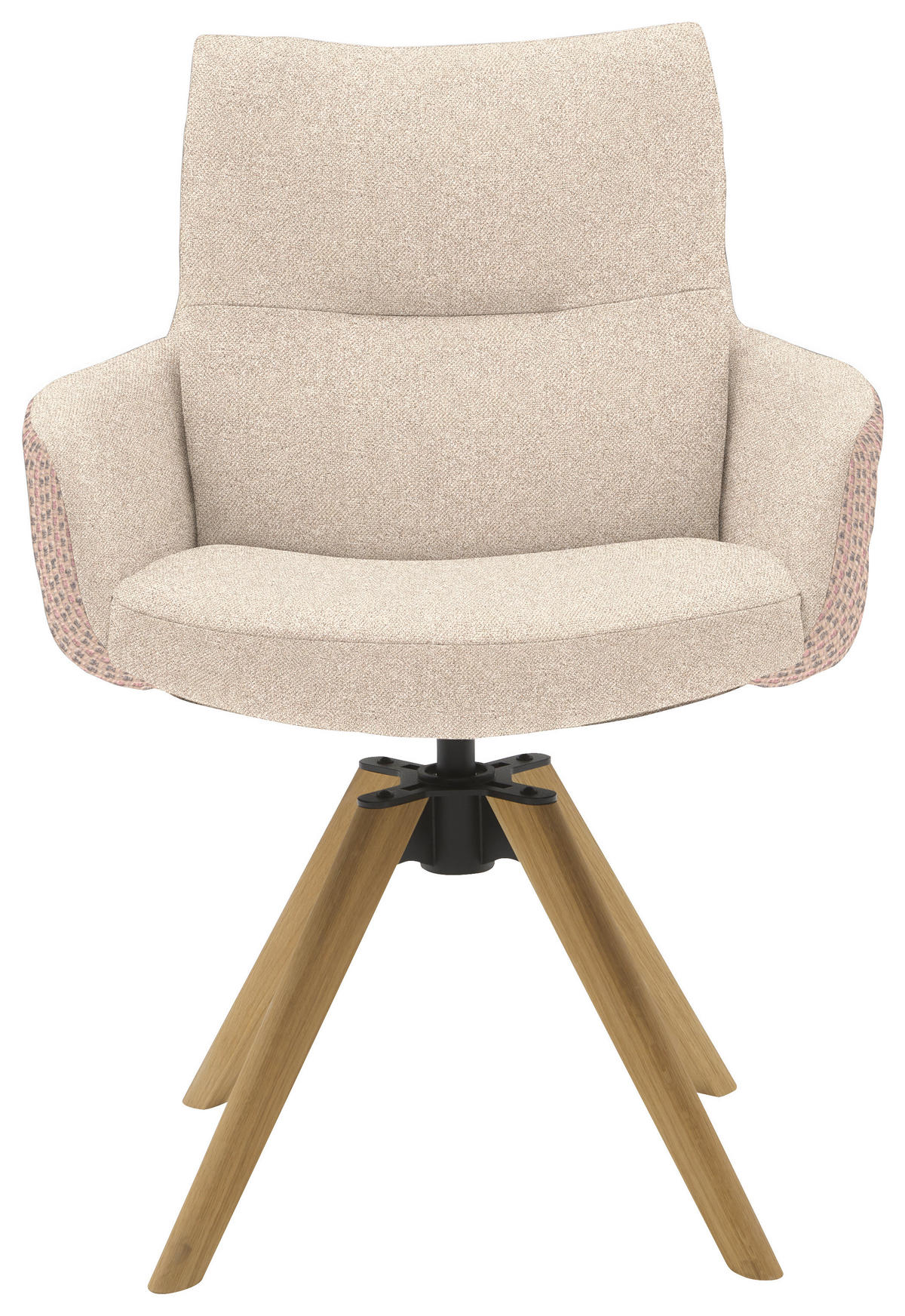 ARMLEHNSTUHL  Beinauswahl, Sitzfläche 360° drehbar, Stoff-/Lederauswahl Flachgewebe  Naturfarben, Hellrosa  - Hellrosa/Beige, Design, Holz/Textil (62/90/68cm) - Valnatura