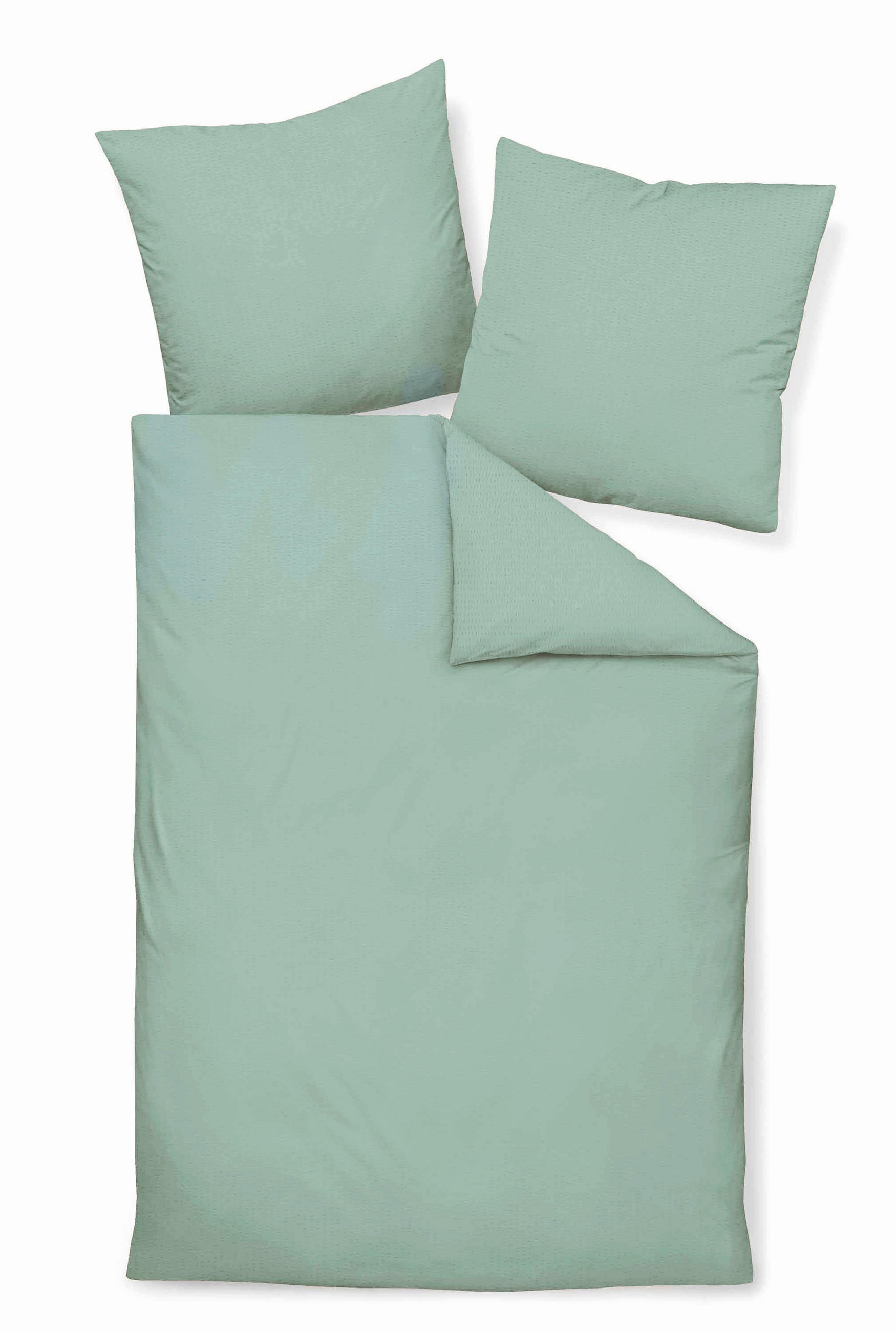 BETTWÄSCHE Seersucker 135/200 cm  - Jadegrün, Basics, Textil (135/200cm) - Janine