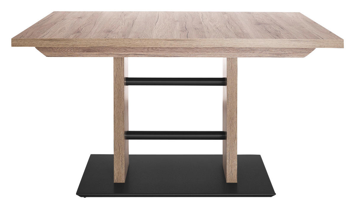 ESSTISCH Schwarz, Eiche Artisan rechteckig  ausziehbar, Gestellauswahl  - Schwarz/Eiche Artisan, MODERN, Holzwerkstoff/Metall (130-178/90/75cm) - Dieter Knoll