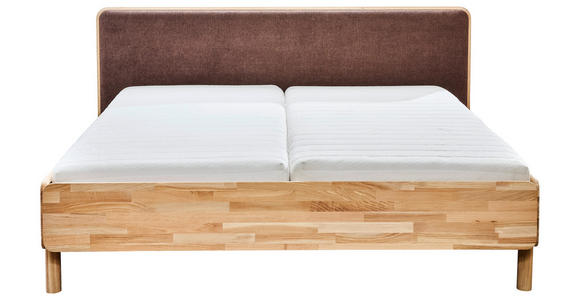 BETT 180/200 cm,  in Hellbraun, Wildeiche,  - Hellbraun/Wildeiche, Natur, Holz/Textil (180/200cm) - Linea Natura
