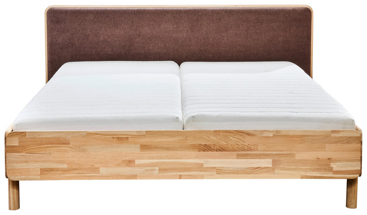BETT 180/200 cm,  in Hellbraun, Wildeiche,  - Hellbraun/Wildeiche, Natur, Holz/Textil (180/200cm) - Linea Natura