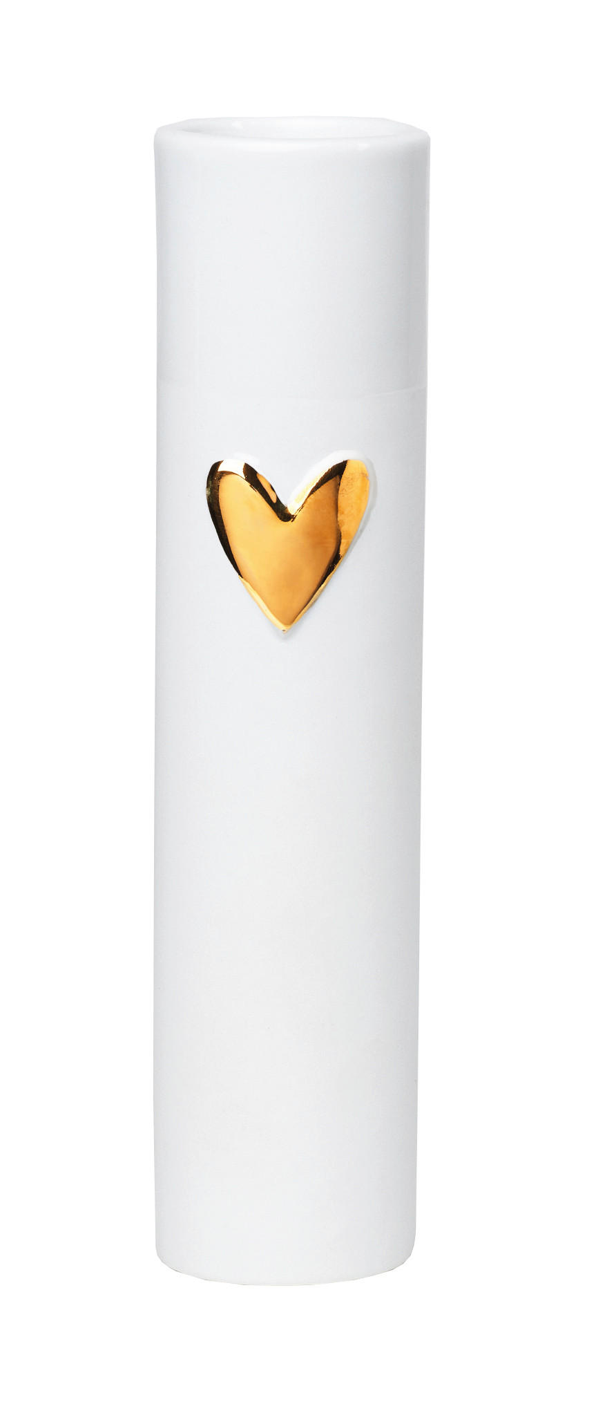 VASE  - Weiss/Goldfarben, Basics, Keramik (17cm) - Räder