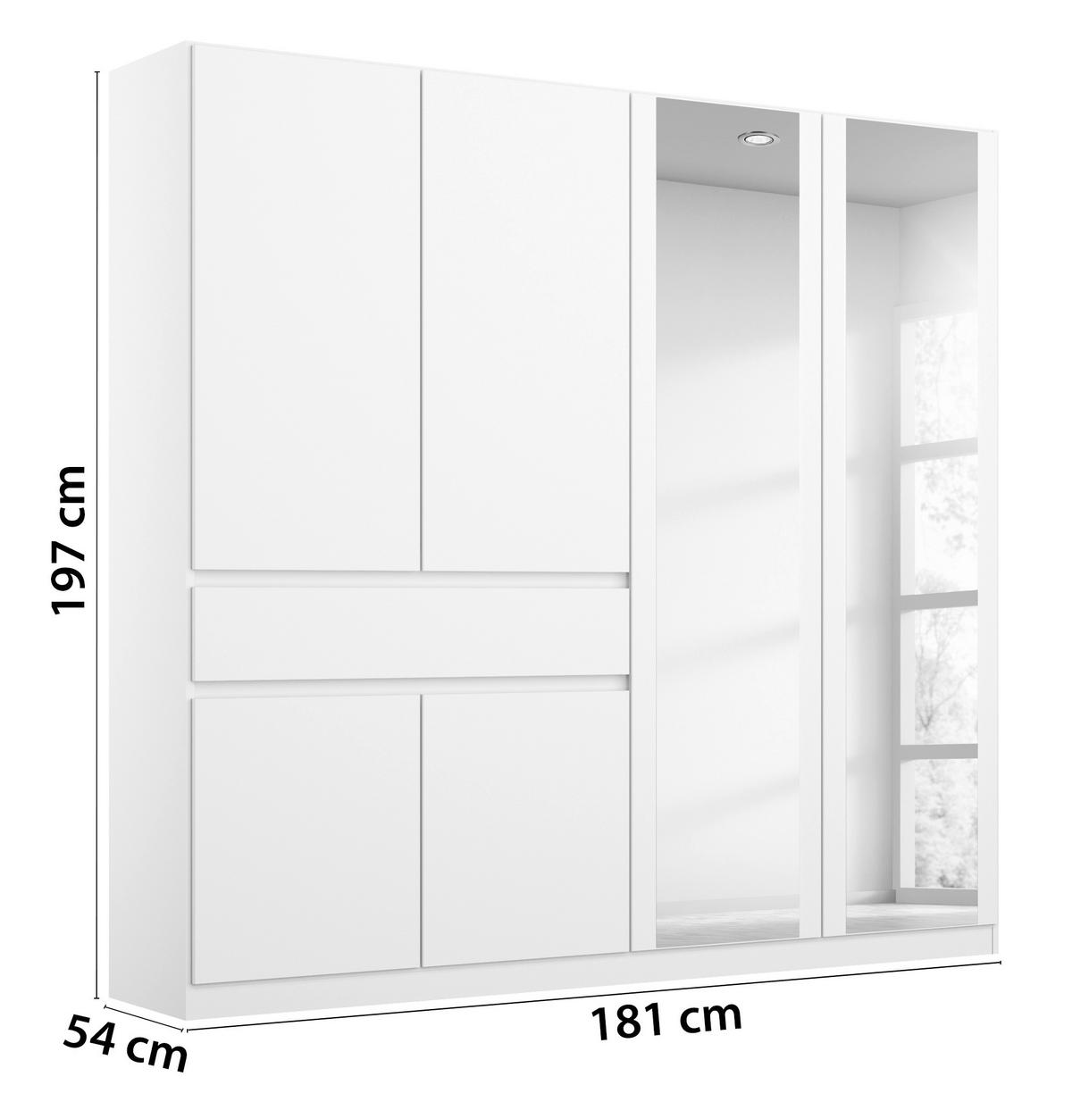 DREHTÜRENSCHRANK  in Weiß  - Weiß, Design, Glas/Holzwerkstoff (181/197/54cm) - Rauch Möbel