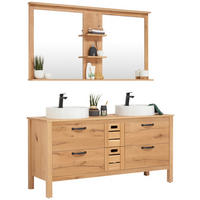 BADEZIMMER  in 155 cm  - Eichefarben/Weiß, MODERN, Glas/Holz (155cm) - Landscape