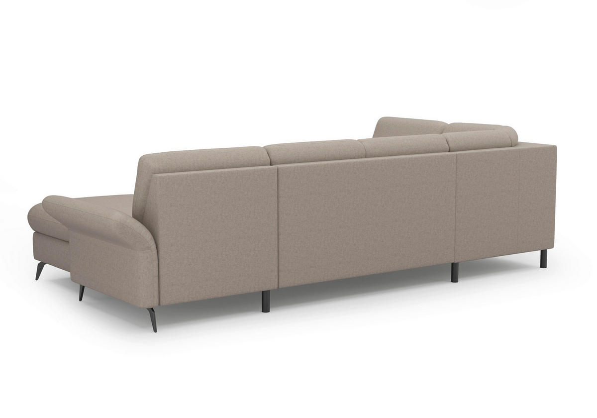 WOHNLANDSCHAFT in Flachgewebe Taupe  - Taupe/Schwarz, Konventionell, Textil/Metall (195/314/164cm) - Sit & More