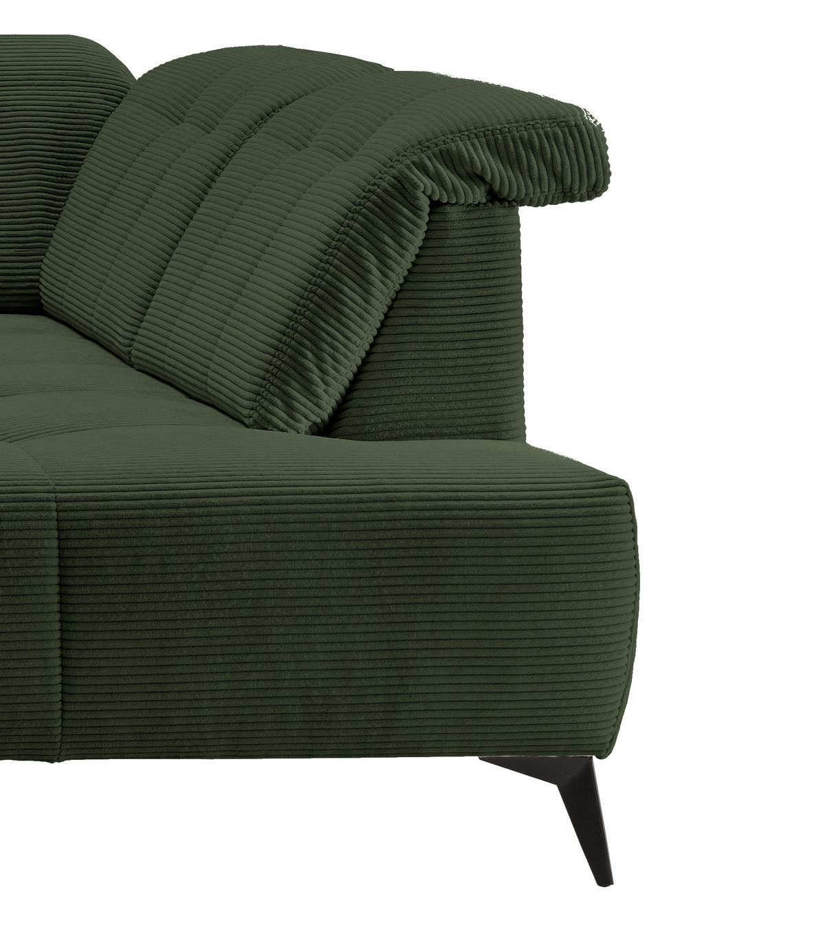 WOHNLANDSCHAFT Cord Dunkelgrün  - Dunkelgrün/Schwarz, Modern, Textil/Metall (180/337/200cm) - Livetastic