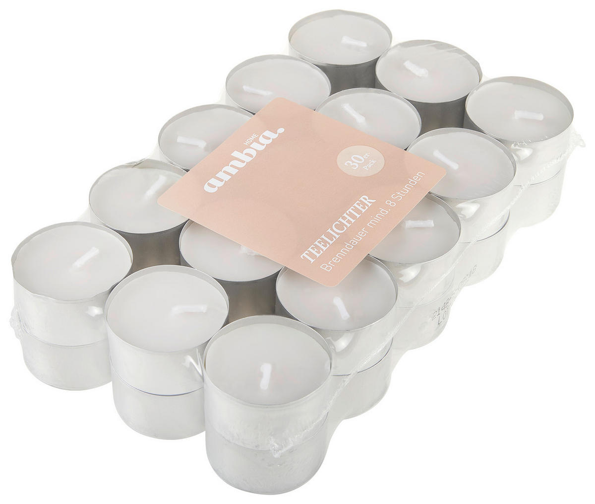 Set De Lumânări Pastilă  - alb/culoare stejar argintiu, Basics, materiale naturale/metal (19,5/11cm) - Ambia Home