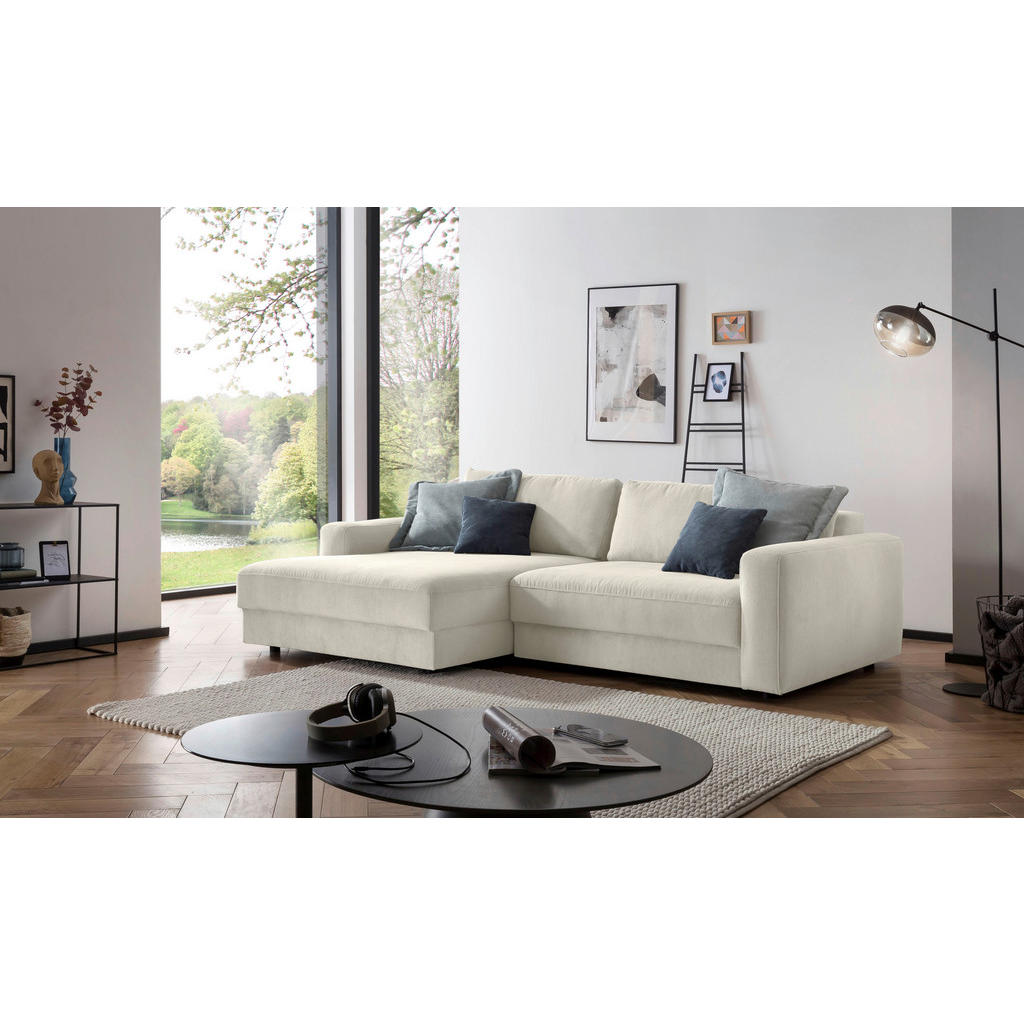 Thumbnail - Trendmanufaktur Ecksofa Bourbon, Creme, Textil, 4-Sitzer, Füllung: Schaumstoff, Silikon, Ottomane links, L-Form, 250x176...
