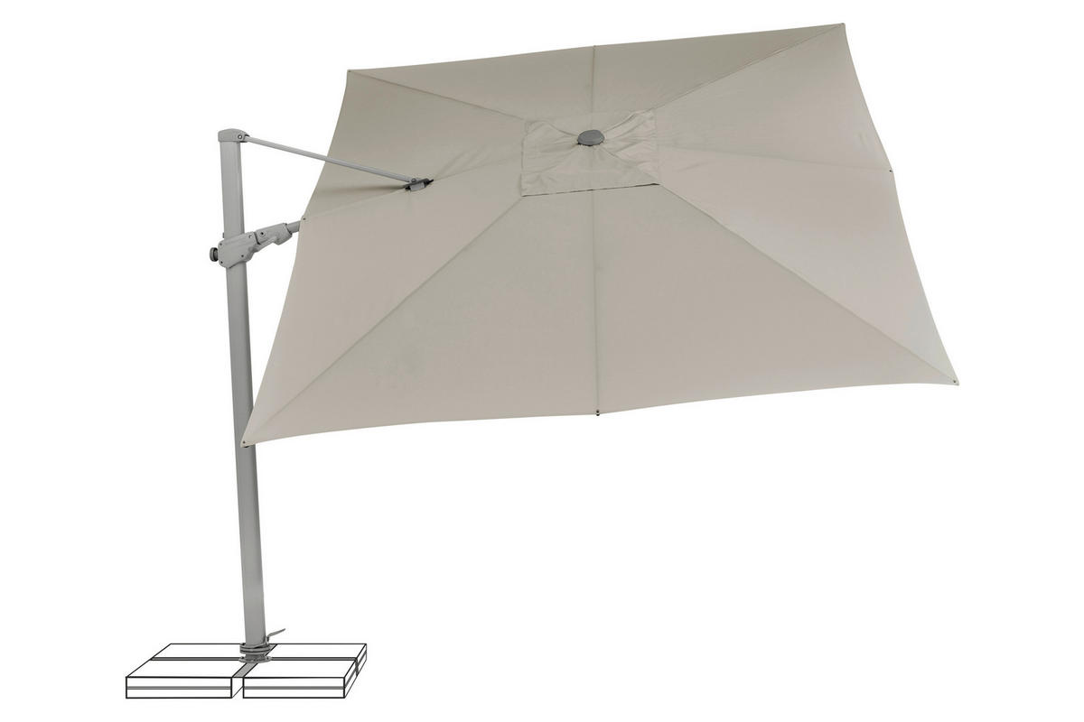 AMPELSCHIRM 330 x 270 cm Taupe  - Taupe/Silberfarben, KONVENTIONELL, Textil/Metall (330/270cm) - Suncomfort by Glatz