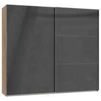 SCHWEBETÜRENSCHRANK 250/216/65 cm 2-türig Grau, Eichefarben  - Chromfarben/Eichefarben, MODERN, Holzwerkstoff (250/216/65cm) - MID.YOU