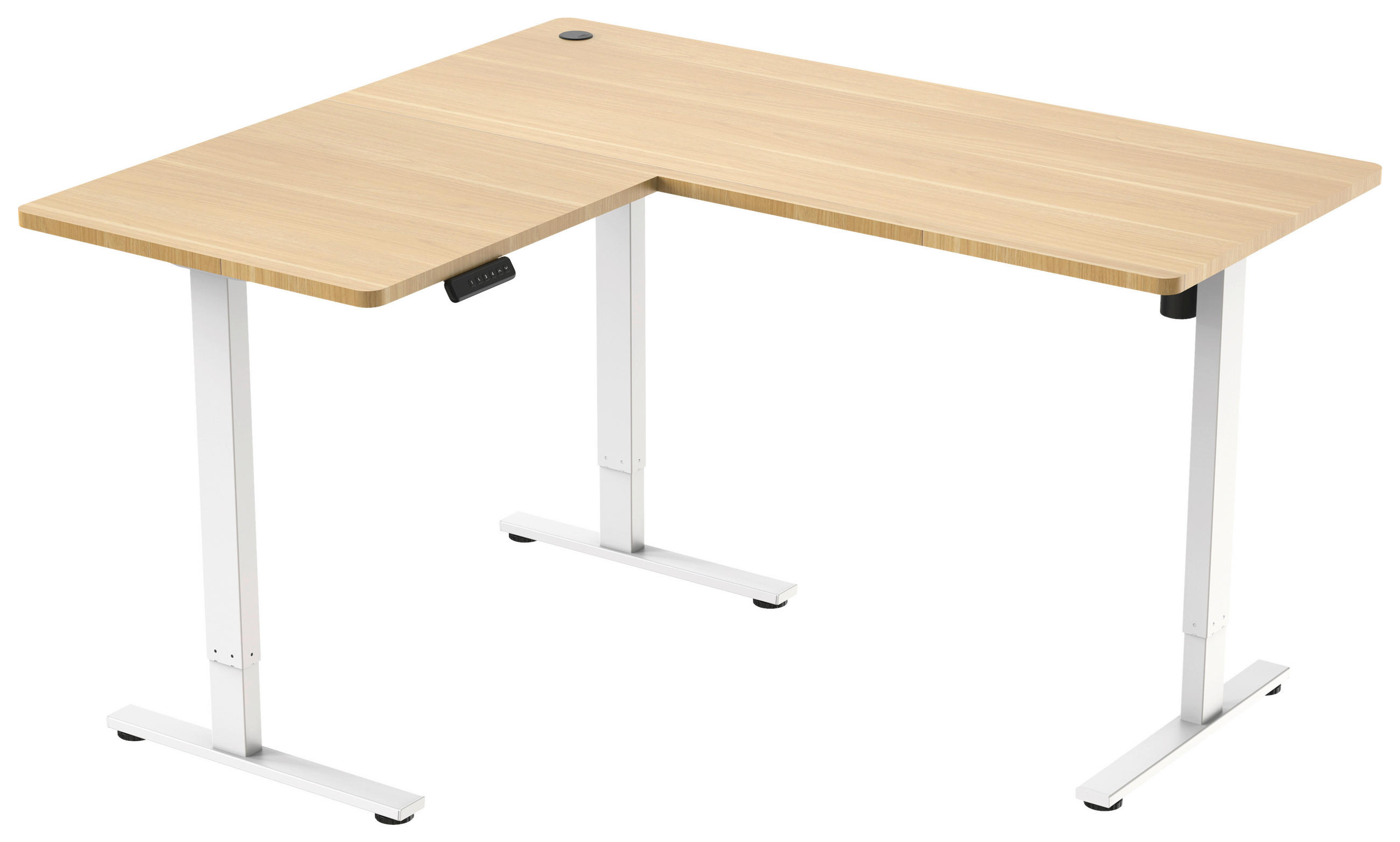 ECKSCHREIBTISCH  Weiß, Eichefarben höhenverstellbar  - Eichefarben/Weiß, MODERN, Holzwerkstoff/Metall (160/74,5/119/140cm) - MID.YOU