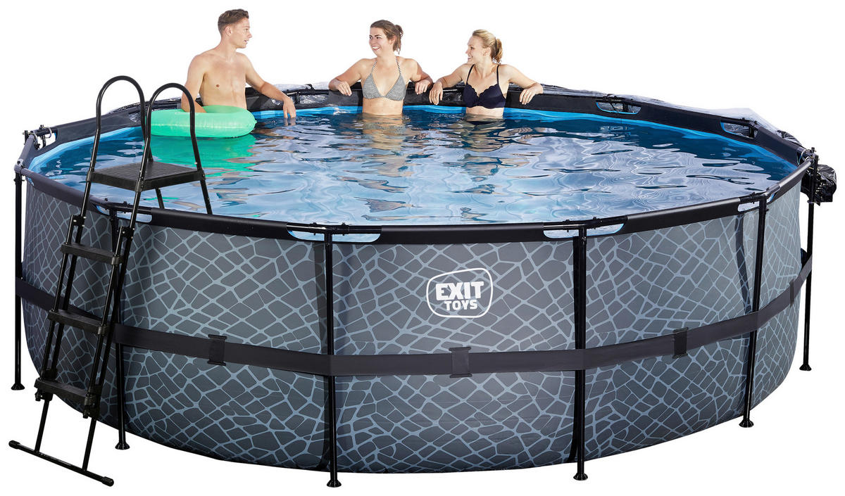 POOL 450/122 cm  - Blaugrau, Konventionell, Kunststoff/Metall (450/122cm) - EXIT Toys