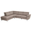 ECKSOFA in Echtleder Fango  - Fango/Alufarben, Design, Leder/Metall (242/271cm) - Cantus