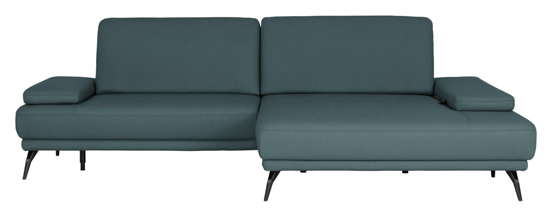 ECKSOFA Echtleder Graublau  - Graublau/Schwarz, Konventionell, Leder/Metall (301/180cm) - Joop!