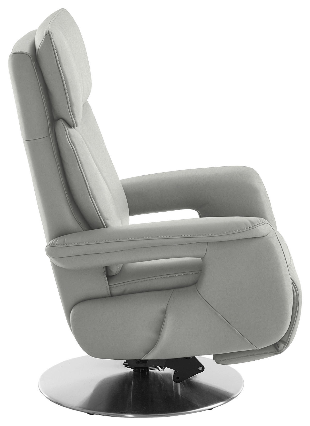 RELAXSESSEL in Leder Silberfarben  - Edelstahlfarben/Silberfarben, Design, Leder/Metall (78/112/85cm) - Cantus
