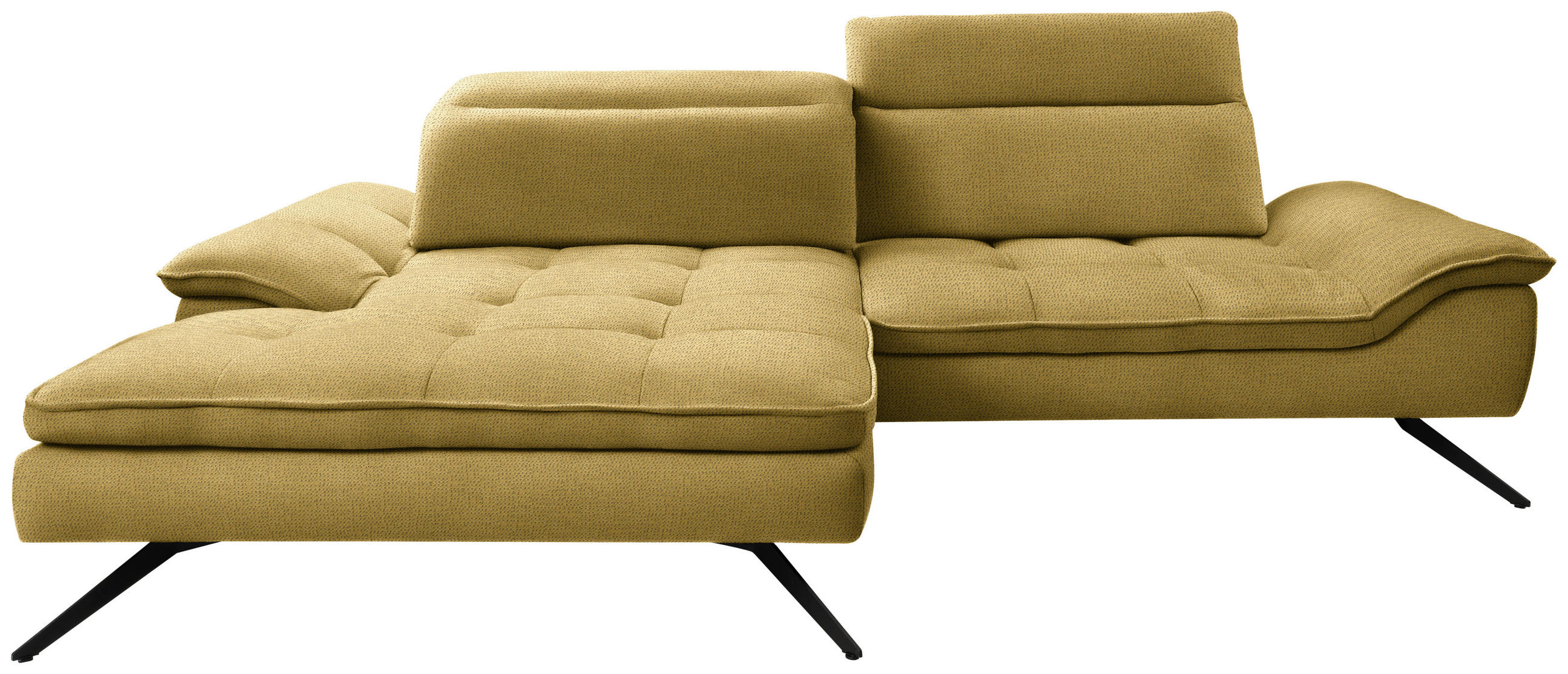ECKSOFA in Chenille Currygelb  179-202/288 cm  - Currygelb/Schwarz, Design, Textil/Metall (179-202/288cm) - Stylife