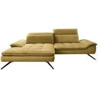 ECKSOFA in Chenille Currygelb  - Currygelb/Schwarz, Design, Textil/Metall (179-202/288cm) - Stylife