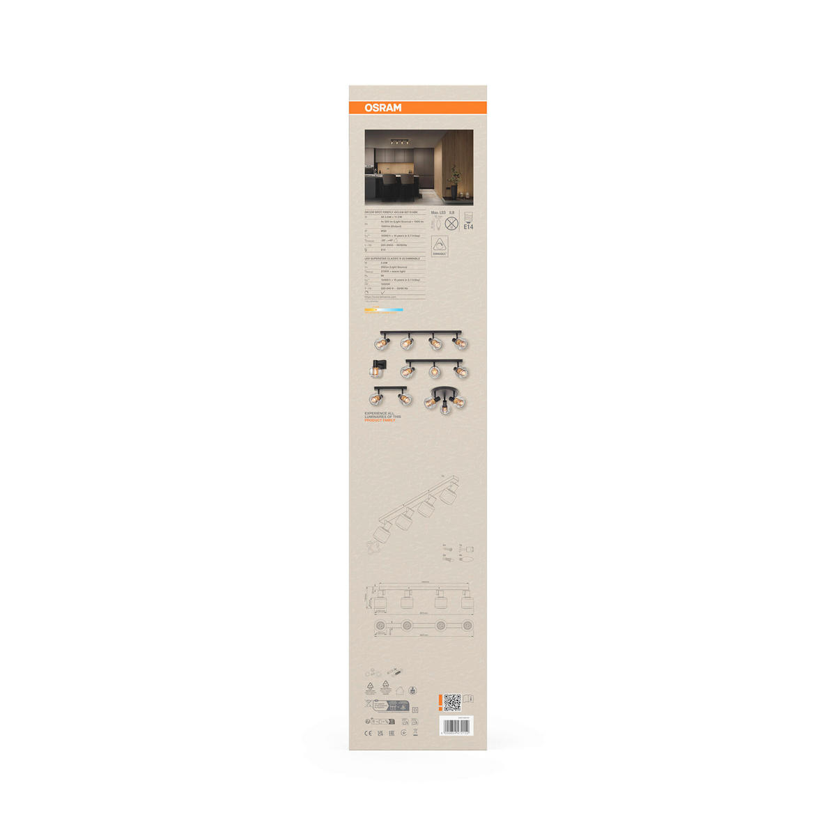 LED-STRAHLER 82,5/10,5/17,6 cm   - Schwarz, Basics, Glas/Metall (82,5/10,5/17,6cm) - Osram