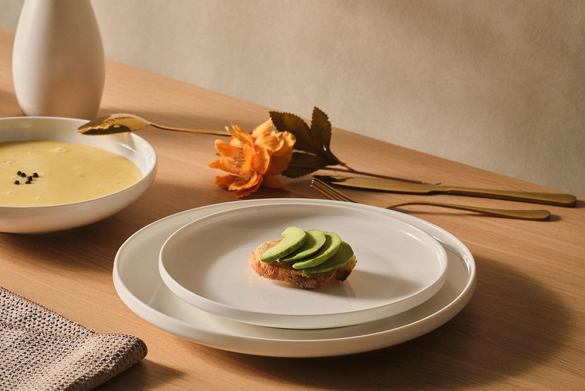 KOMBINOVANÝ SERVIS 12-dielne, porcelán keramika  - biela, Design, keramika - Novel