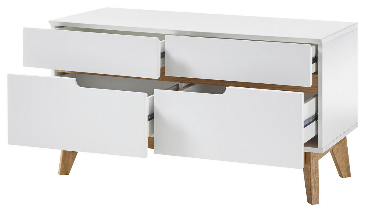 GARDEROBENBANK Cervo  in 97/53/40 cm  - Eichefarben/Weiß, Design, Holz (97/53/40cm)