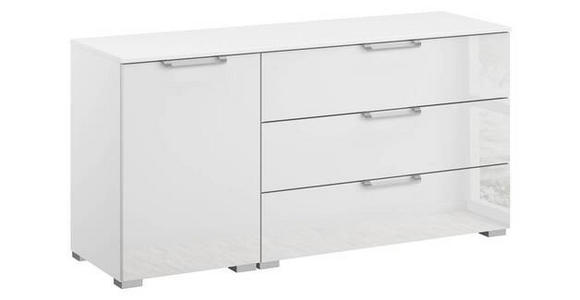SIDEBOARD 120/61/42 cm in Klar, Weiß - Klar/Silberfarben, Design, Glas/Holzwerkstoff (120/61/42cm) - Novel