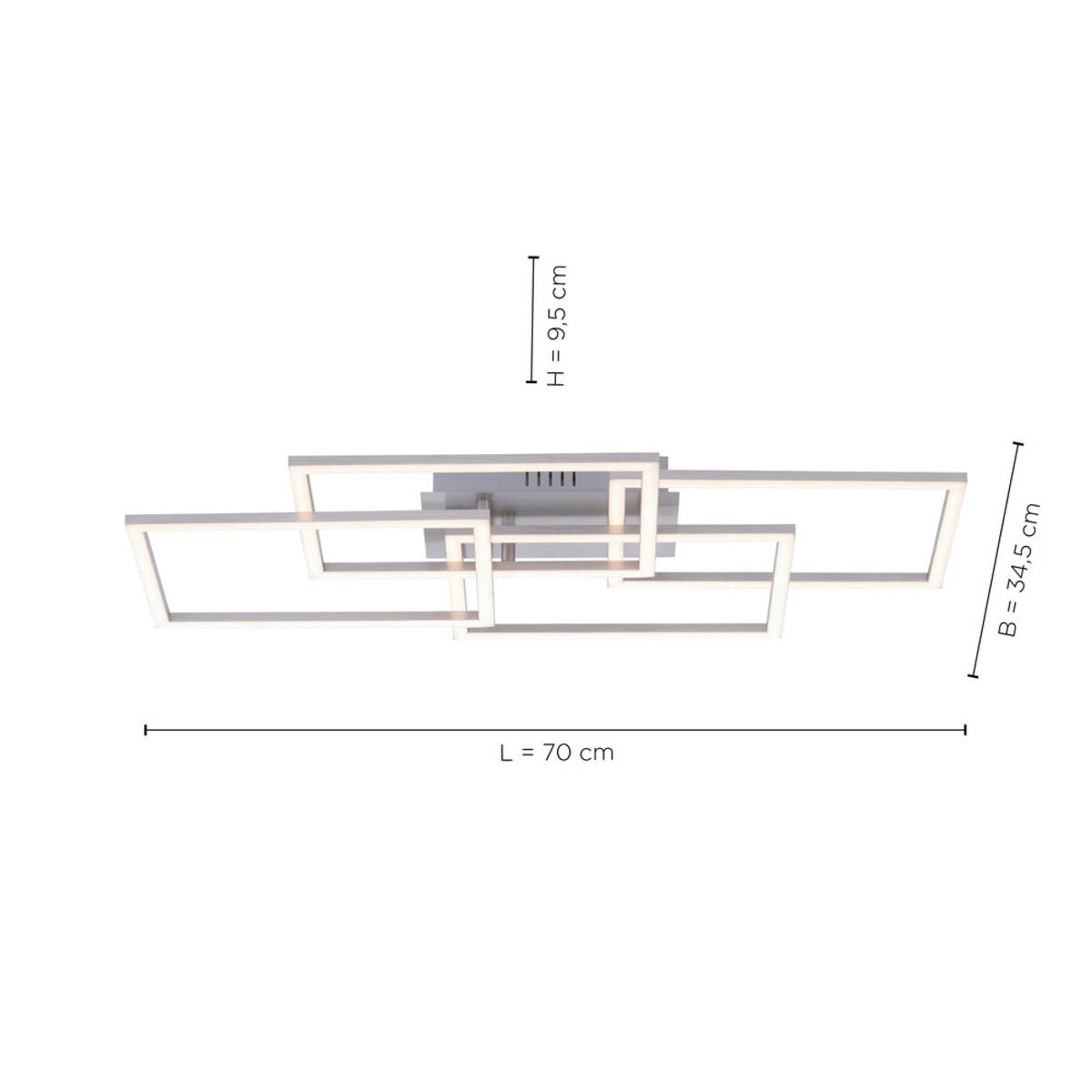 LED-DECKENLEUCHTE 70/34,5/9,5 cm   - Alufarben, Design, Kunststoff/Metall (70/34,5/9,5cm)