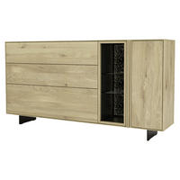 SIDEBOARD Eichefarben  188,8/96,6/41 cm  - Eichefarben/Schwarz, Natur, Glas/Leder (188,8/96,6/41cm) - Cassando