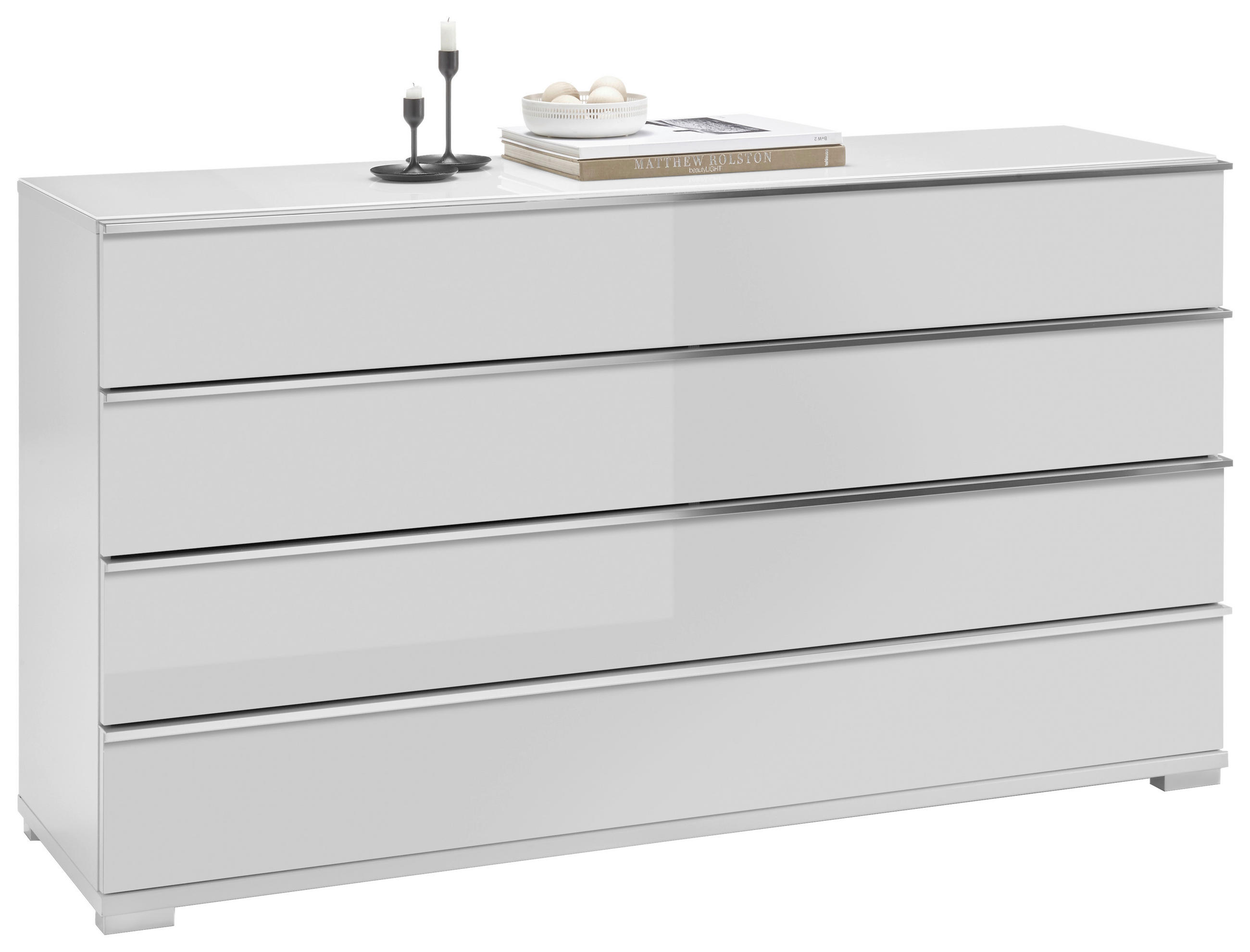 SIDEBOARD  in 149/82/42 cm  - Chromfarben/Weiß, Design, Glas/Holzwerkstoff (149/82/42cm) - Musterring