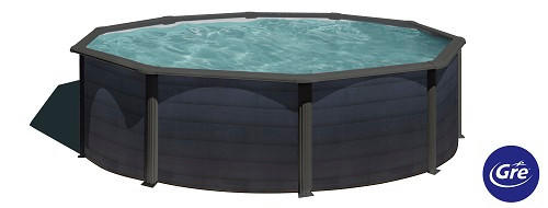 POOL-SET KIT450GYQGRE 460/120 cm  - Anthrazit, KONVENTIONELL, Metall (460/120cm) - Gre