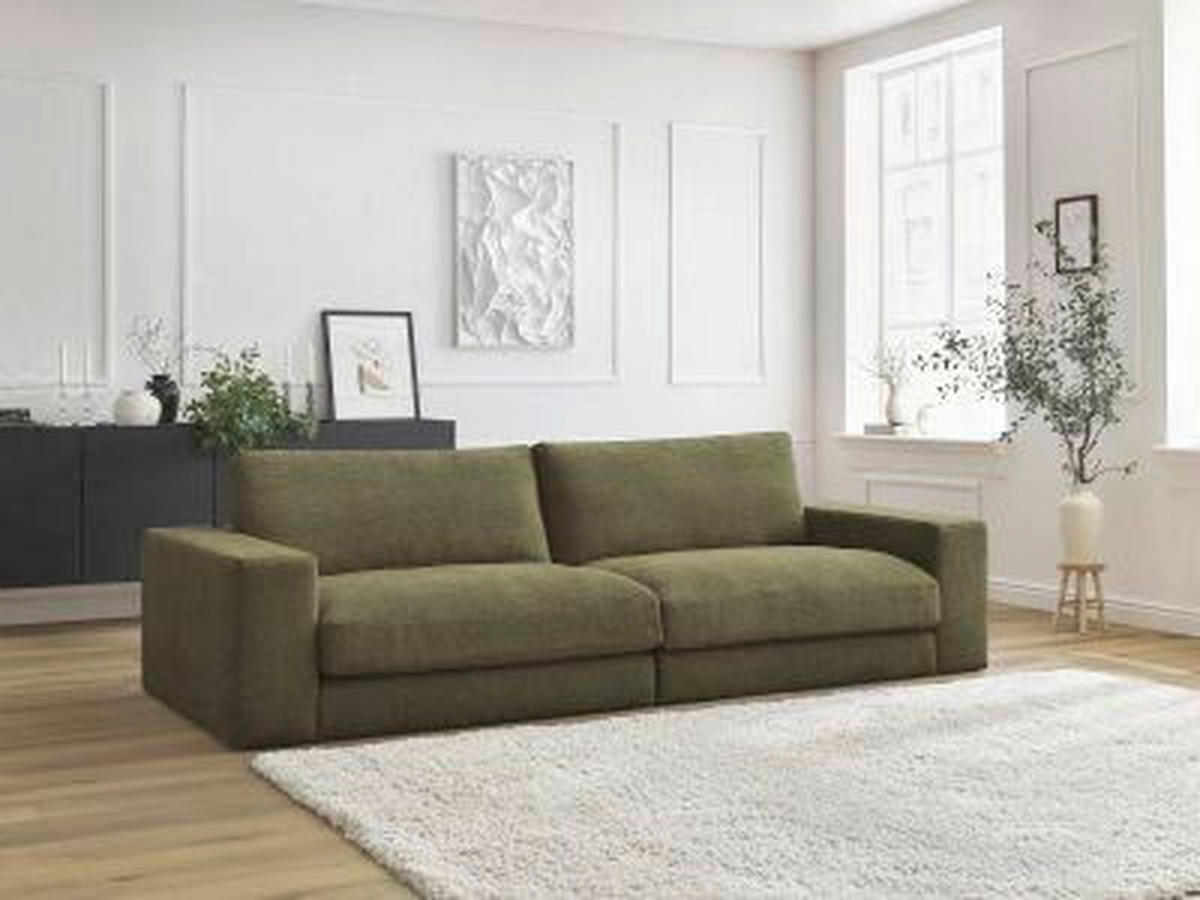 3-SITZER-SOFA LEONARD Struktur Grün  - Schwarz/Grün, MODERN, Kunststoff/Textil (274/77/109cm)
