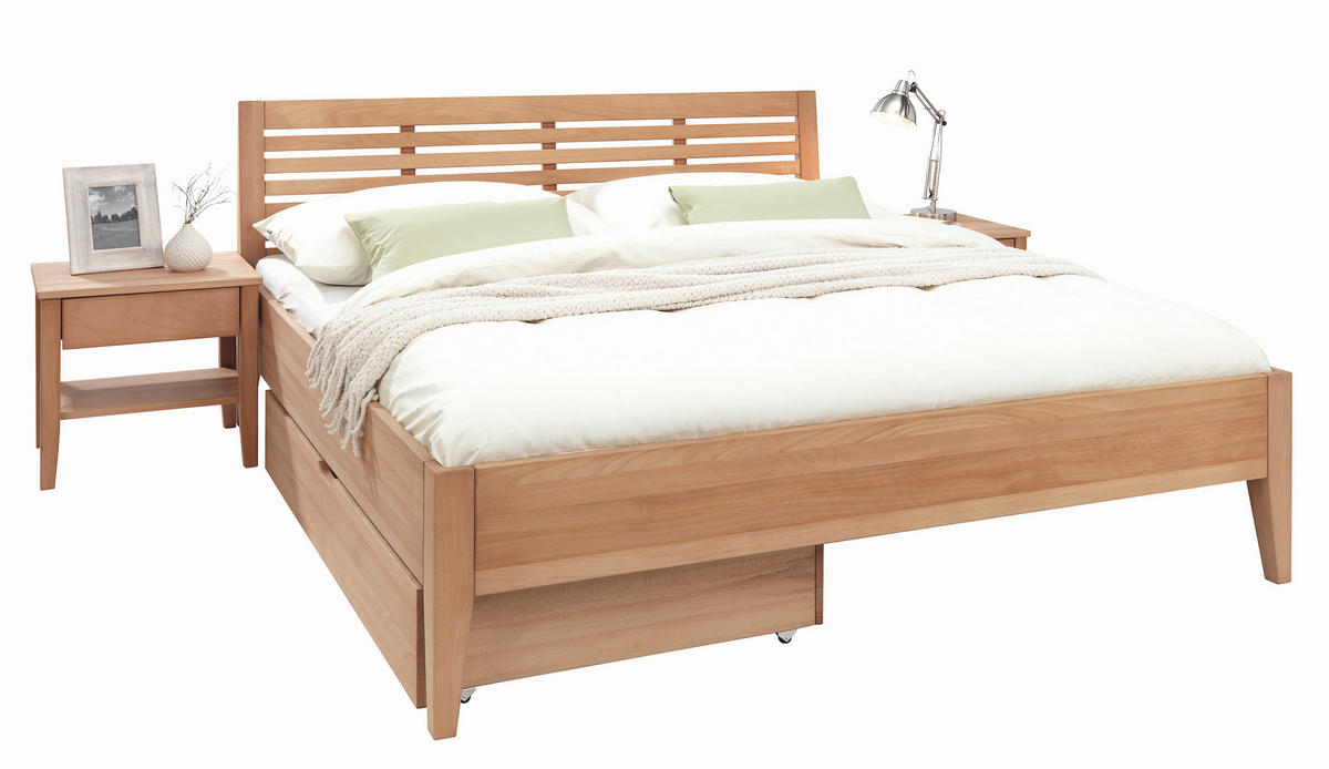 POSTEĽ, 180/200 cm, farba buka - farba buka/prírodná farba, Konventionell, drevo (180/200cm) - Linea Natura