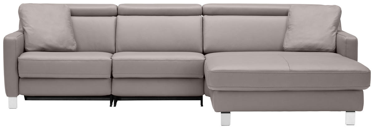 ECKSOFA in Echtleder Grau  - Chromfarben/Grau, Design, Leder/Metall (271/176cm) - Valdera