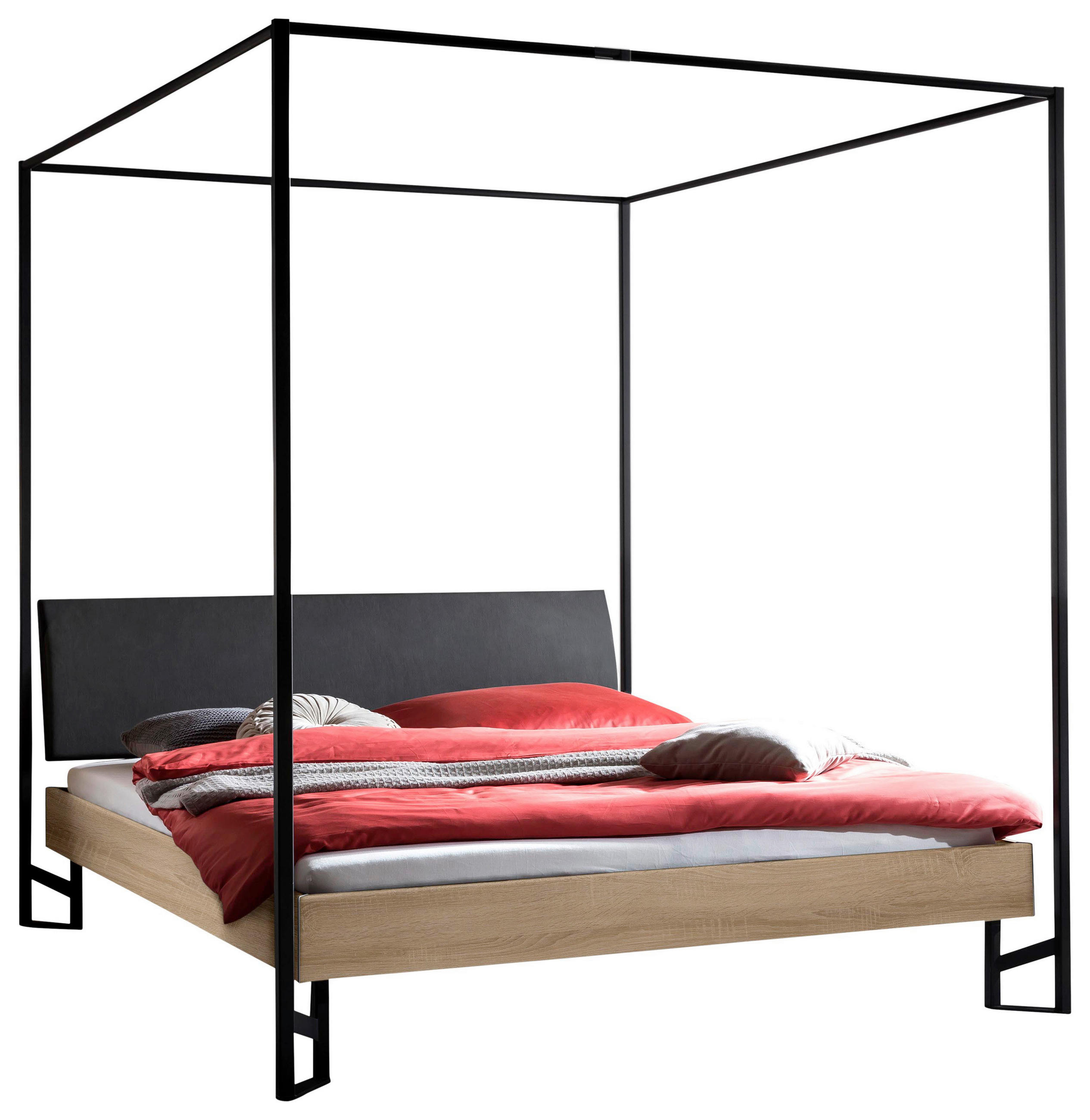 HIMMELBETT 140/200 cm  in Eichefarben  - Eichefarben/Anthrazit, Design, Holzwerkstoff/Textil (140/200cm) - Hasena