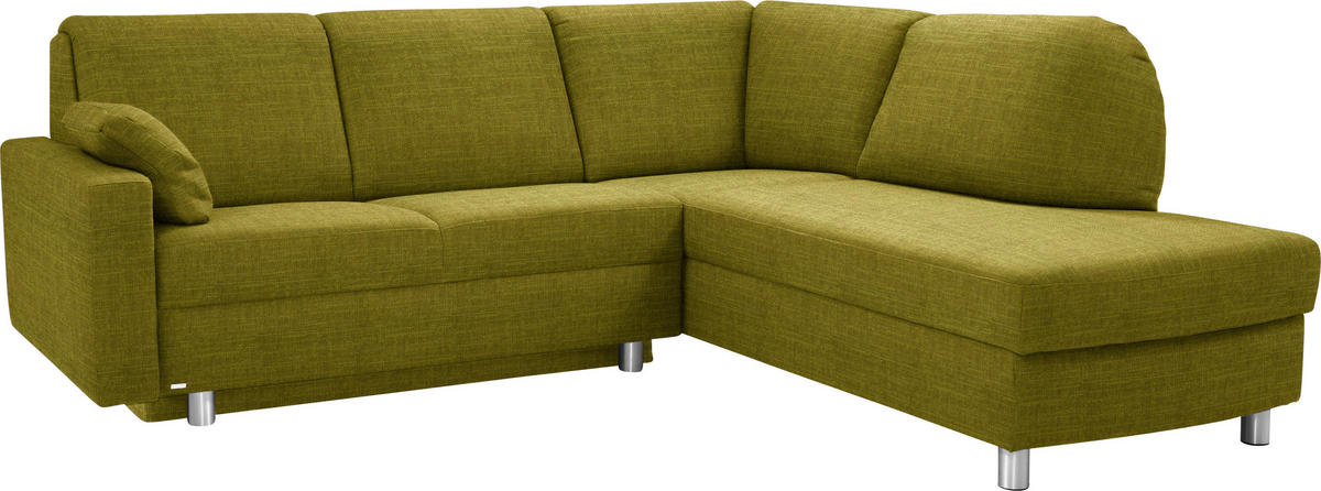 ECKSOFA in Chenille Grün  227/208 cm  - Alufarben/Grün, KONVENTIONELL, Textil/Metall (227/208cm) - Sedda