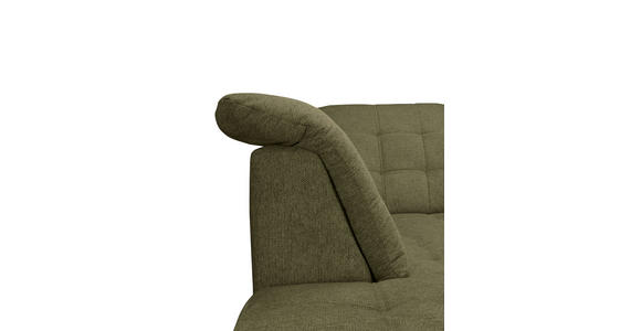 ECKSOFA Olivgrün Chenille Bettkasten, Schlaffunktion, Rücken echt, Kopfteilverstellung, Liegefläche im Originalstoff  - Chromfarben/Olivgrün, KONVENTIONELL, Kunststoff/Textil (205/260cm) - Carryhome
