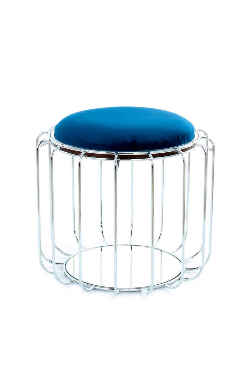 BEISTELLTISCH in Metall, Kunststoff, Glas, Textil, Holzwerkstoff 50/50/45 cm  - Silberfarben/Dunkelblau, Basics, Glas/Holzwerkstoff (50/50/45cm) - Kayoom