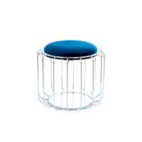 BEISTELLTISCH in Metall, Kunststoff, Glas, Textil, Holzwerkstoff 50/50/45 cm  - Silberfarben/Dunkelblau, Basics, Glas/Holzwerkstoff (50/50/45cm) - Kayoom