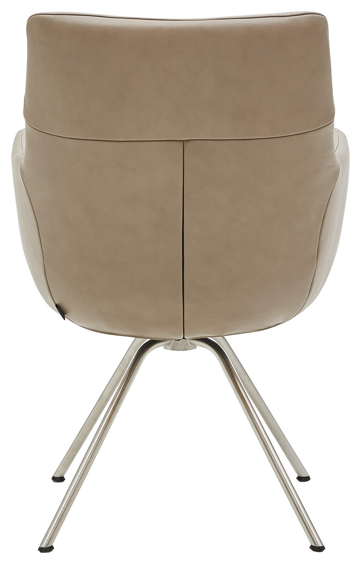 ARMLEHNSTUHL  in Echtleder pigmentiert  - Taupe/Edelstahlfarben, Design, Leder/Metall (60/90/61cm) - Dieter Knoll