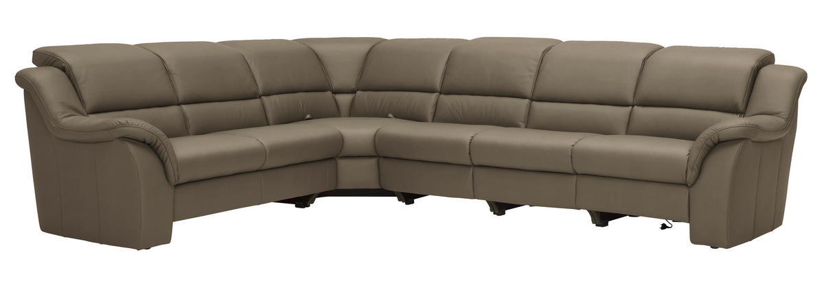 ECKSOFA  in Echtleder Greige  260/324 cm  - Greige/Schwarz, KONVENTIONELL, Leder/Kunststoff (260/324cm) - Cantus