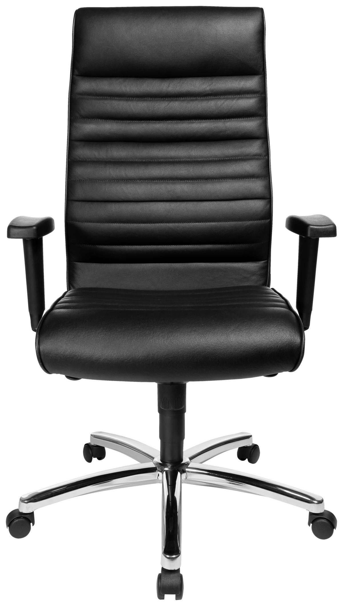 DREHSTUHL  in Schwarz  - Chromfarben/Schwarz, KONVENTIONELL, Leder/Kunststoff (52/110-120/48cm)