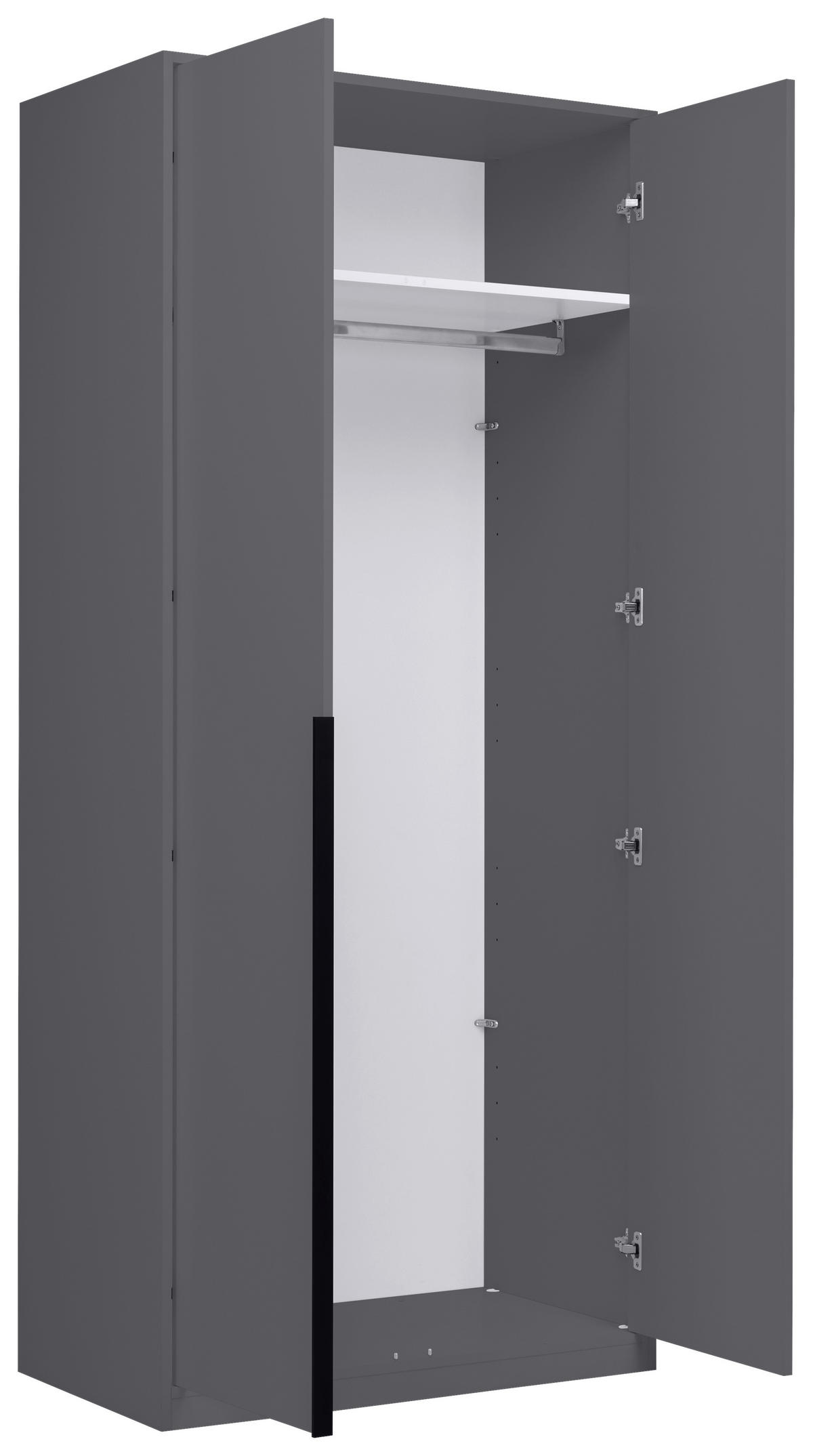 DREHTÜRENSCHRANK 93/211/53 cm,  in Graphitfarben, 2-türig  - Graphitfarben/Schwarz, MODERN, Holzwerkstoff/Metall (93/211/53cm) - MID.YOU