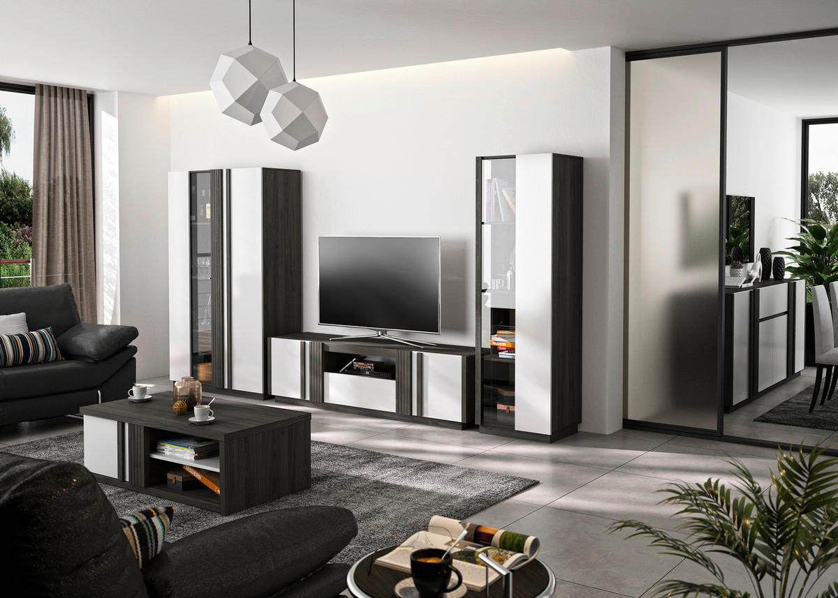 TV-ELEMENT - Weiß Hochglanz/Schwarz, MODERN, Holzwerkstoff (46/180/51cm) - MID.YOU