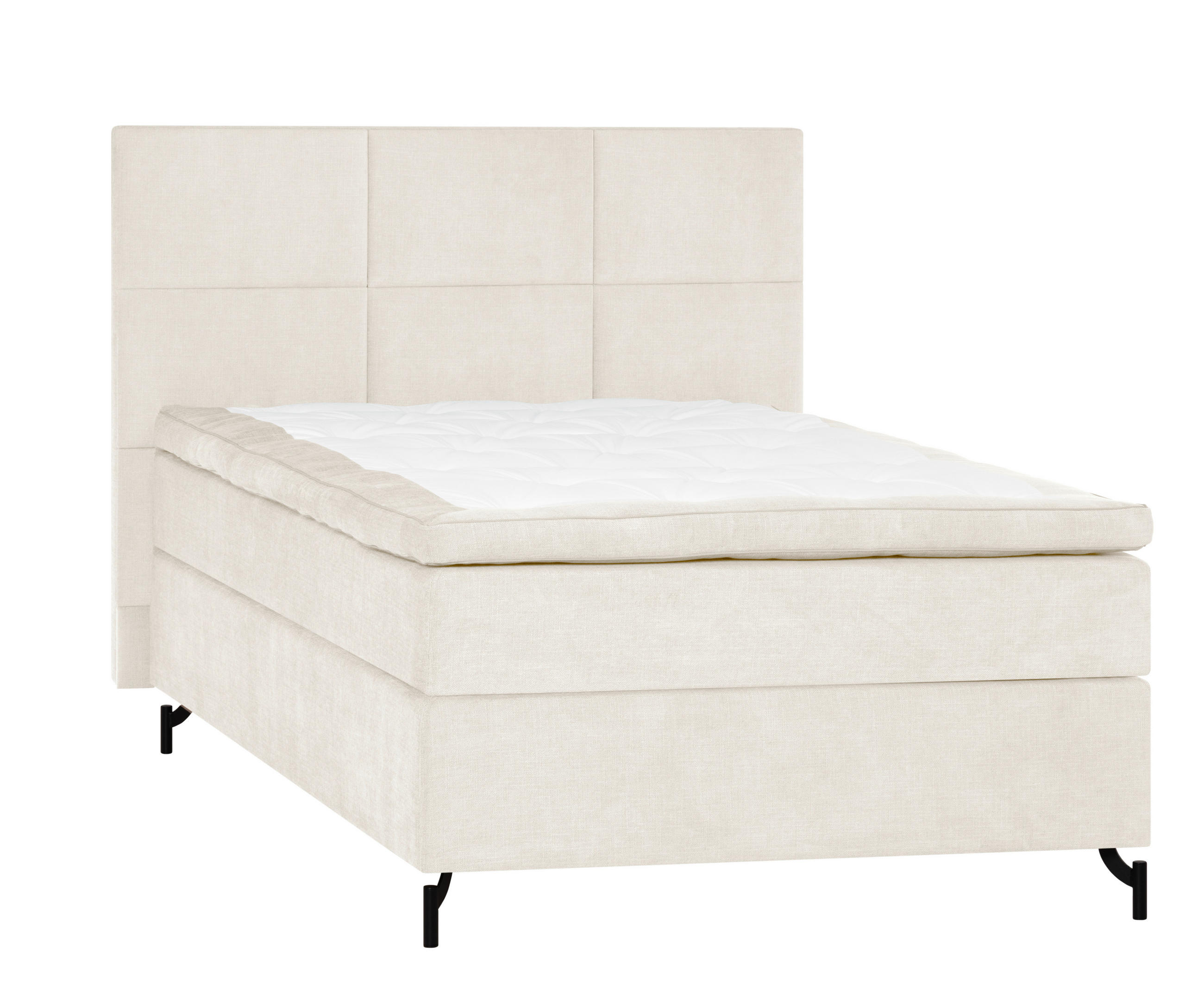 KONTINENTALSÄNG 140/200 cm,  in beige, H5 = hård  - beige/svart, Klassisk, metall/textil (140/200cm) - Novel