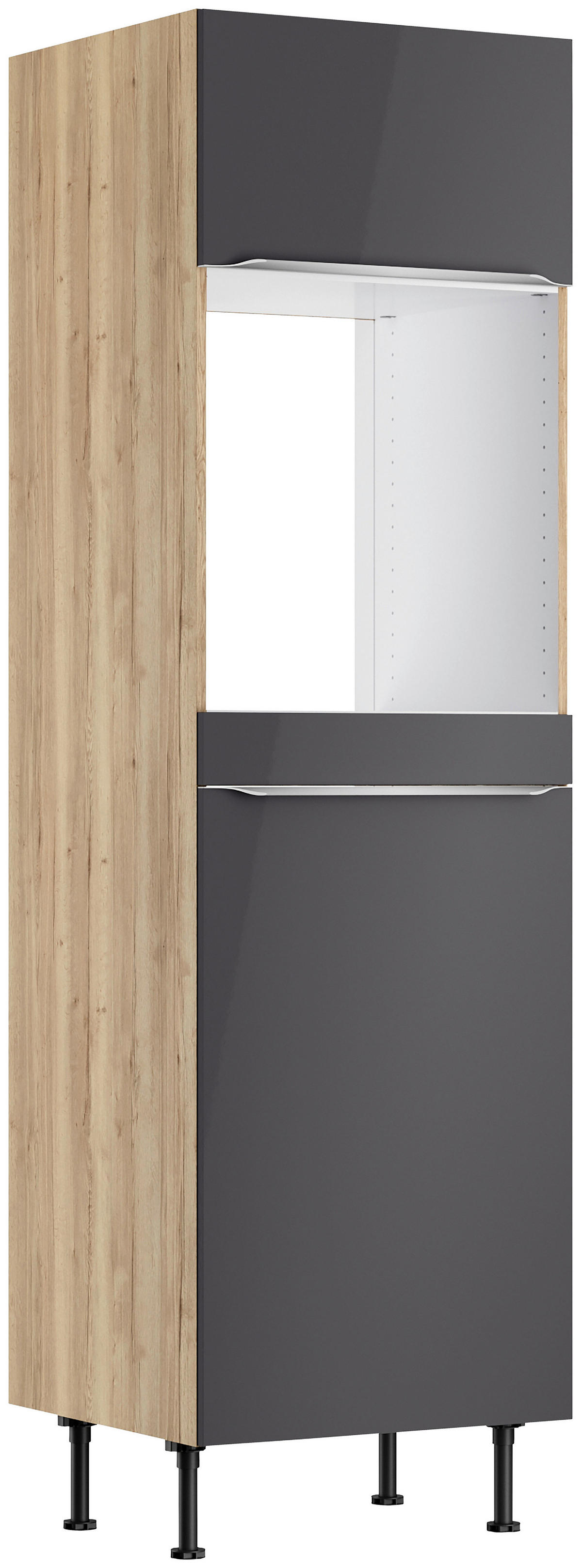 KÜCHENBLOCK 270 cm   in Anthrazit, Eichefarben  - Edelstahlfarben/Eichefarben, Basics, Holzwerkstoff/Metall (270cm) - Optifit