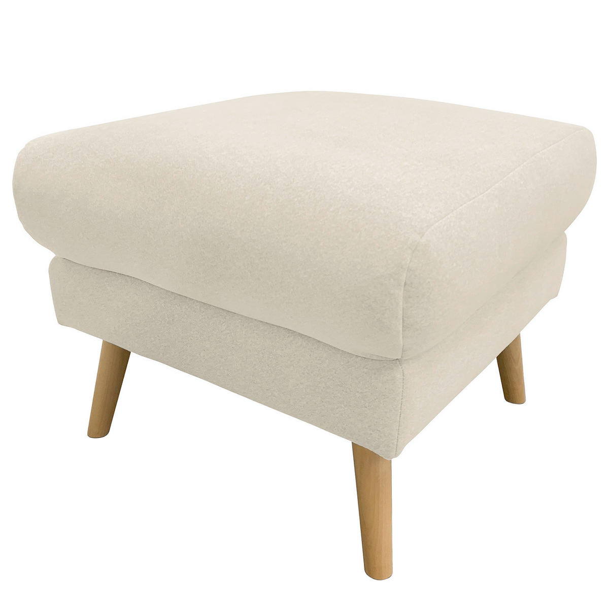 HOCKER Webstoff Creme  - Buchefarben/Creme, Design, Holz/Textil (61/49/65cm) - Livetastic