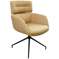 ARMLEHNSTUHL  Lederauswahl, Wippfunktion, Sitzfläche 360° drehbar  Echtleder  Schwarz, Hellbraun  - Hellbraun/Schwarz, Design, Leder/Metall (62/92/66cm) - Dieter Knoll