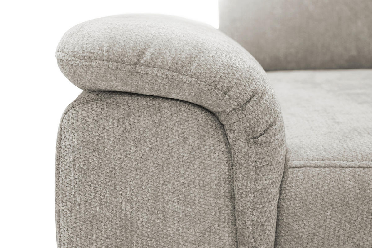 ECKSOFA Taupe Chenille Bettkasten, Schlaffunktion, Rücken echt, Kopfteilverstellung, Liegefläche im Originalstoff  - Taupe/Schwarz, KONVENTIONELL, Textil/Metall (265/206cm) - Carryhome