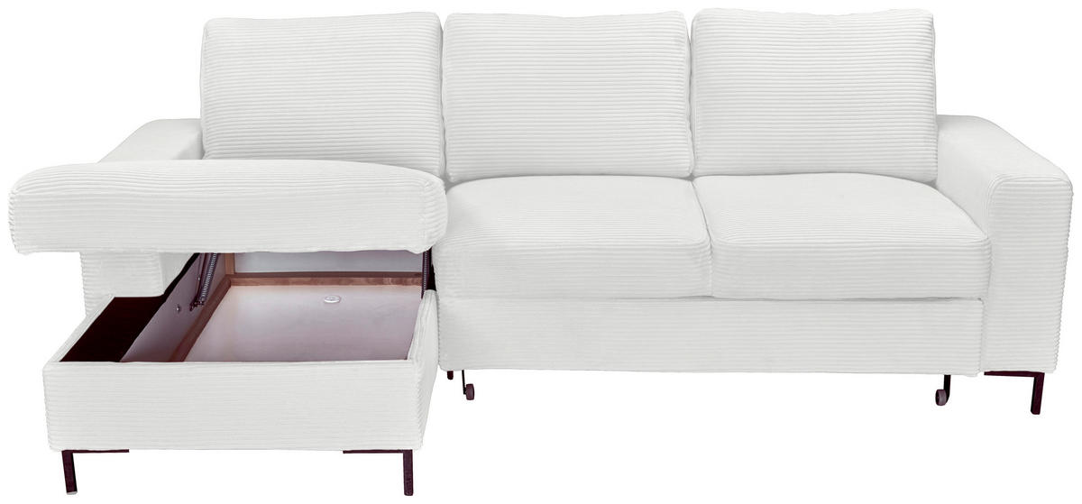 ECKSOFA Naturfarben Cord  - Schwarz/Naturfarben, KONVENTIONELL, Textil/Metall (150/240cm) - Carryhome